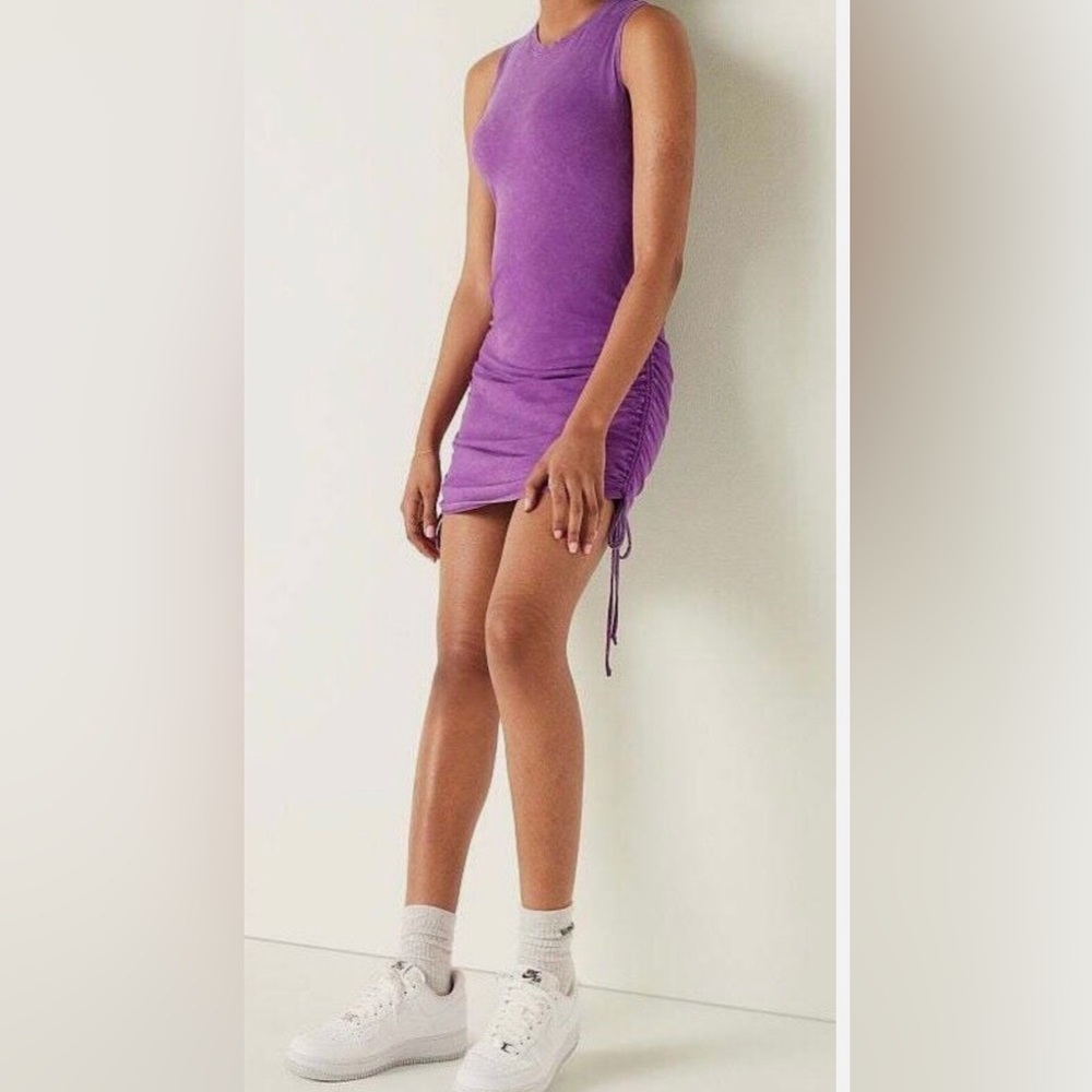 PINK Victorias Secret Womens Purple Sleeveless Ruched Side Tank Dress Size XL
